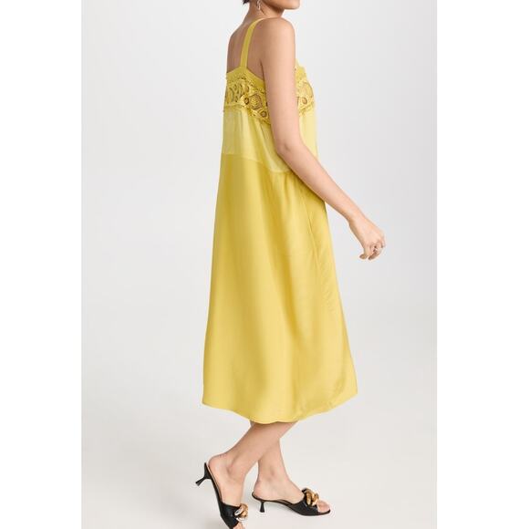 MAISON MARGIELA Yellow Lace Eyelet Trim Open Waist Oversized Dress size 10 - Picture 4 of 16